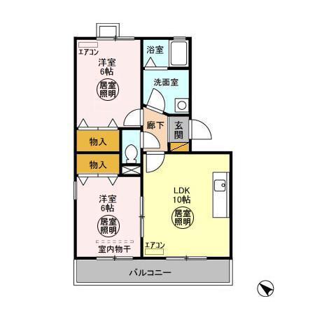 べイコート(2LDK/1階)の間取り写真