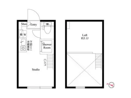 ハーモニーテラス上池袋III(ワンルーム/1階)の間取り写真
