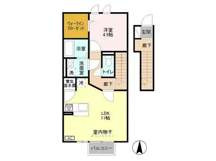 メゾン・レスポワール(1LDK/2階)の間取り写真