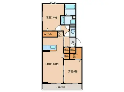 コンフォート寄京(2LDK/1階)の間取り写真