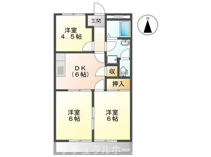 ハイコーポサードタウン(3DK/2階)の間取り写真