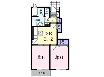 シェーン パラスト A(2DK/1階)の間取り写真