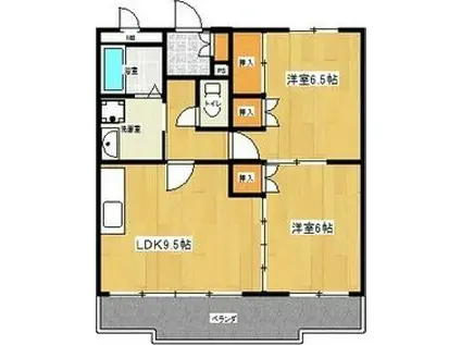 サンフラワーハイツB(2LDK/1階)の間取り写真