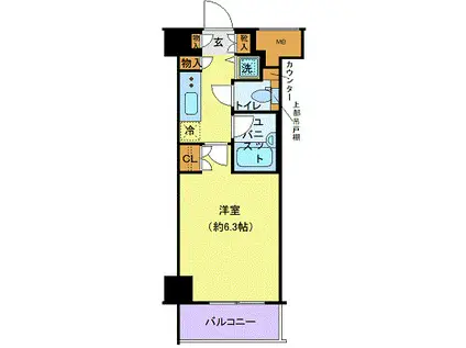 パレステュディオ南麻布(1K/8階)の間取り写真