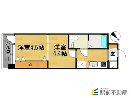 NO48プロジェクト2100博多(2K/4階)の間取り写真