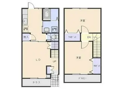 アークトゥルスD棟(2LDK/1階)の間取り写真