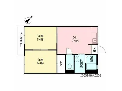 プリムローズ(2DK/2階)の間取り写真