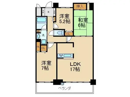 リバティパーク枚方D棟(3LDK/18階)の間取り写真