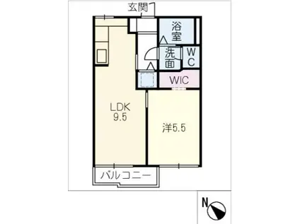 エバーグリーン美合(1LDK/2階)の間取り写真