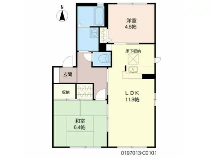 メゾン・ド・クローバーC棟(2LDK/1階)の間取り写真