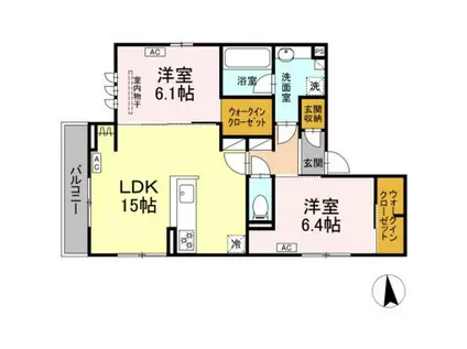 D-ROOM沼津市若葉町PJ(2LDK/2階)の間取り写真