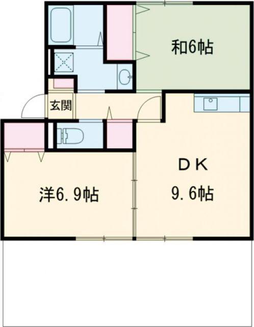 JAボナール上の丸A(2LDK/1階)の間取り写真
