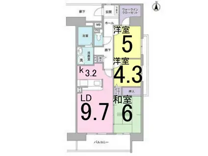 アーバンドエル庄内通(3LDK/9階)の間取り写真