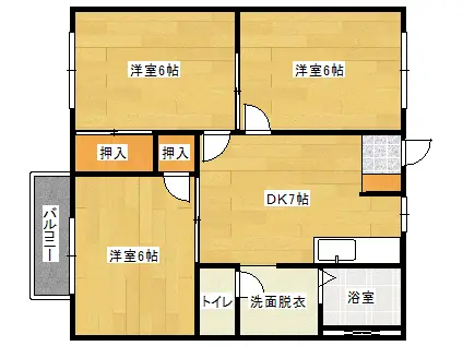 ニューシティSK(3DK/1階)の間取り写真