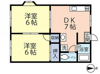 グリーンハウス(2DK/1階)の間取り写真