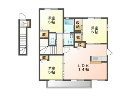 秋桜タウンD(3LDK/2階)の間取り写真