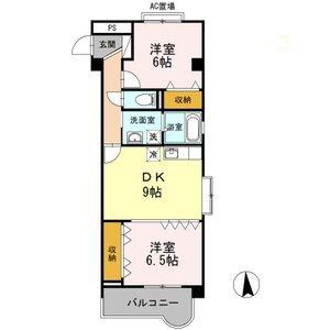 WHOLLY TOP(2DK/2階)の間取り写真
