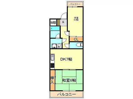 大観町Fビル(2DK/4階)の間取り写真