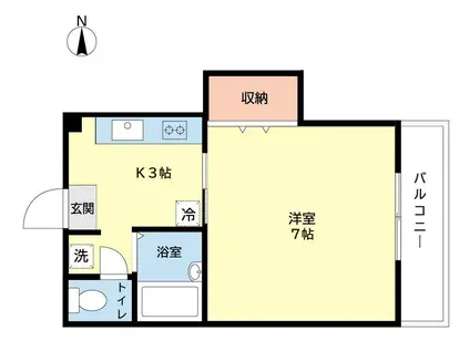 トピアII(1K/2階)の間取り写真