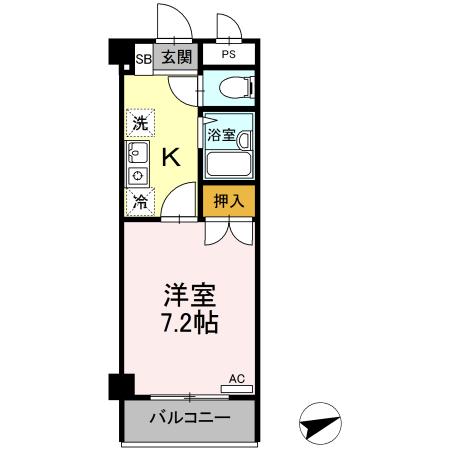 セジュール浦上(1K/2階)の間取り写真