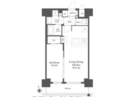 プレサンスブルーム浅草(1LDK/6階)の間取り写真