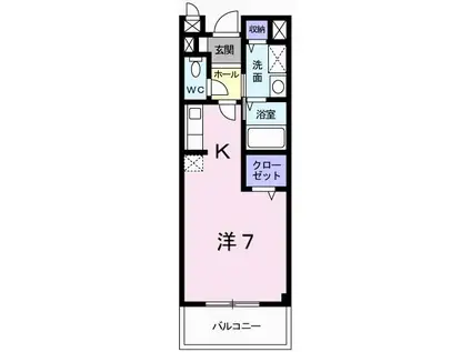 ローゼ プロムナード(ワンルーム/2階)の間取り写真