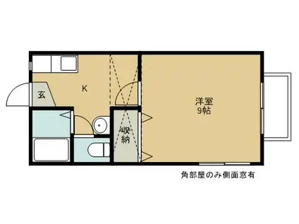 パルコート白石(1DK/2階)の間取り写真