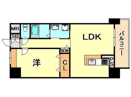 西舞子壱番館(1LDK/4階)の間取り写真