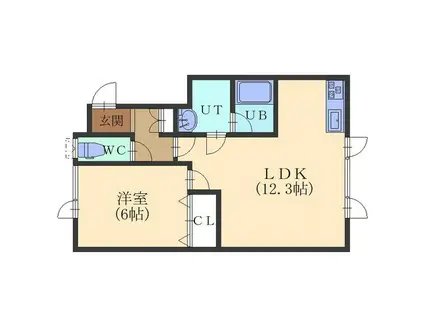 アイエスハイムI(1LDK/2階)の間取り写真