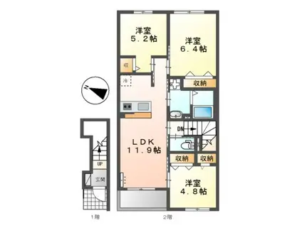 グランエストI(3LDK/2階)の間取り写真