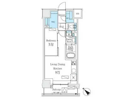 URBAN BREEZE 巣鴨(1LDK/6階)の間取り写真