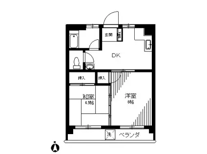 丸山コーポ(2DK/3階)の間取り写真
