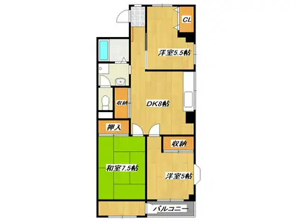 第2プラムフラワーガーデン(3DK/2階)の間取り写真