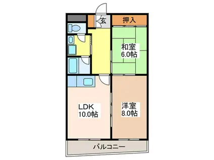 グランデュール弥生(2LDK/2階)の間取り写真