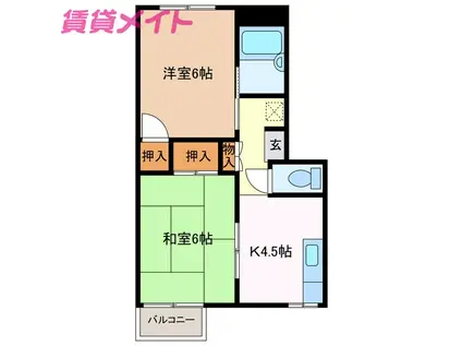 サニーパレス21B(2K/2階)の間取り写真