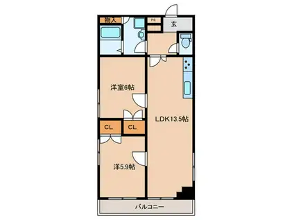 シティライフ赤塚(2LDK/5階)の間取り写真