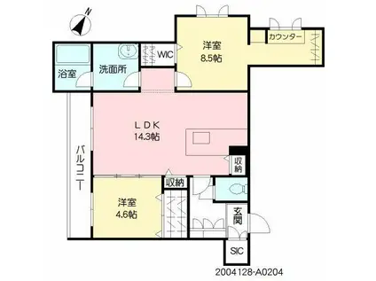 シャーメゾンクレストール御領 A(2LDK/2階)の間取り写真