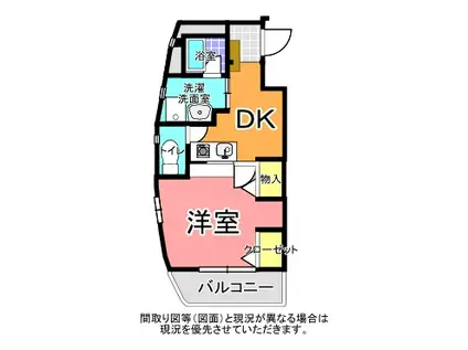 ロフォス新荘(1DK/2階)の間取り写真