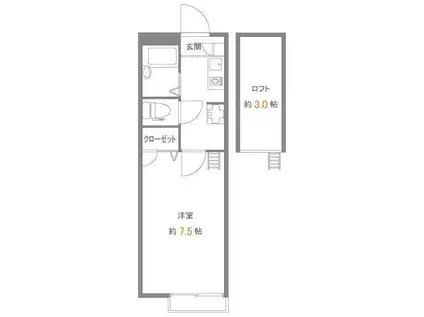 メインシティガーデン 北葛西(1K/2階)の間取り写真