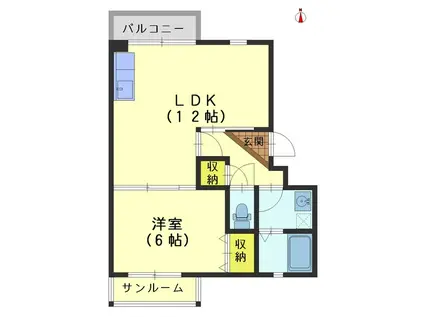 メゾングランデージ金屋(1LDK/3階)の間取り写真