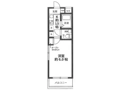 ファイブヒルズ(1K/2階)の間取り写真