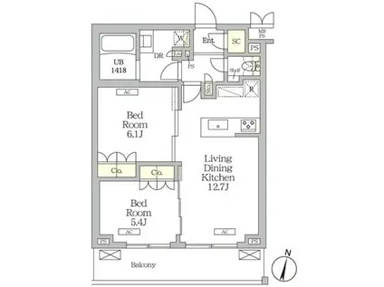 ミレーネ滝野川(2LDK/3階)の間取り写真