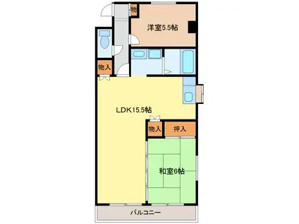 サンハイツ松井(2LDK/5階)の間取り写真