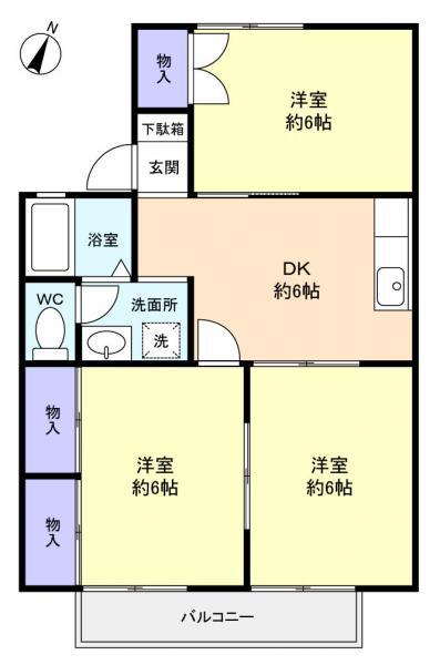 パールハイツ(3DK/2階)の間取り写真