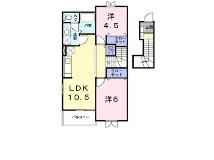 カーサ光B(2LDK/2階)の間取り写真
