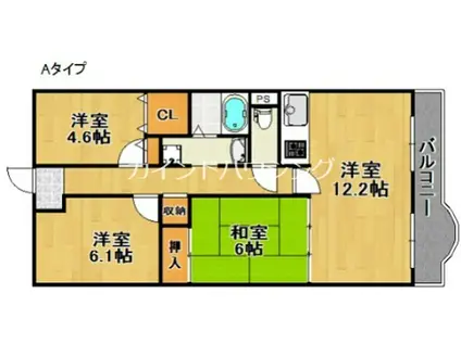 ラ・ベル住之江公園(3LDK/8階)の間取り写真