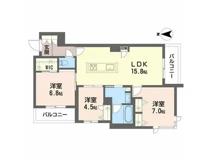 シャーメゾン ウィステリアカーサ(3LDK/2階)の間取り写真