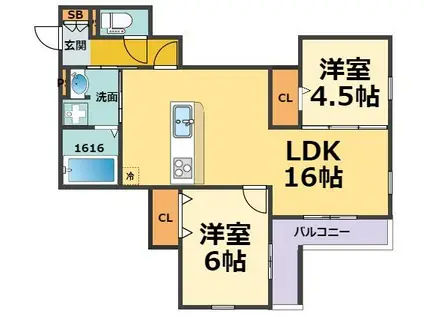 ヴィクトワール 庄(2LDK/1階)の間取り写真