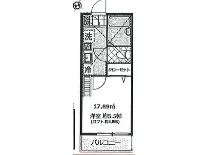 プラナス大口V(1K/1階)の間取り写真