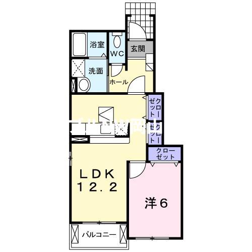 ベルメゾンB棟(1LDK/1階)の間取り写真